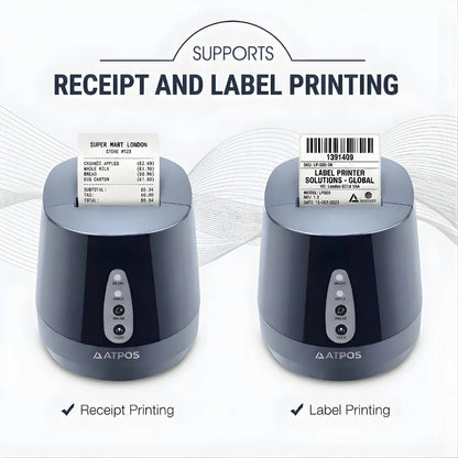ATPOS Q600 Dual Mode Thermal Printer | 58mm Receipt & Barcode Label Printer | Bluetooth + USB